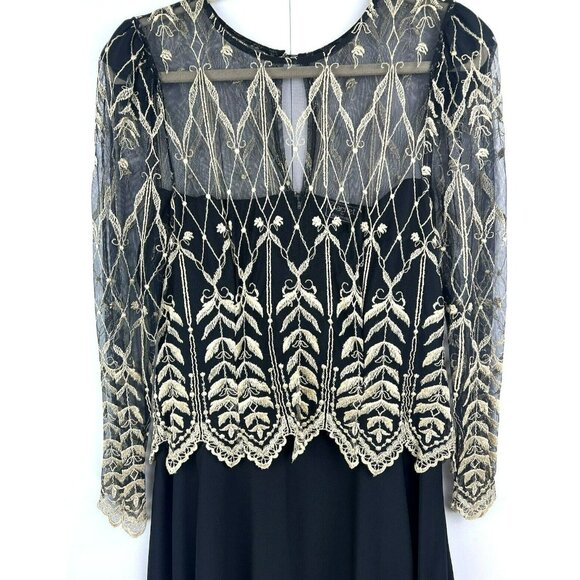 Vintage Cachet by Bari Protas Women Long Sleeve Dress Size 11/12 Lace Mesh Sheer - Picture 11 of 12